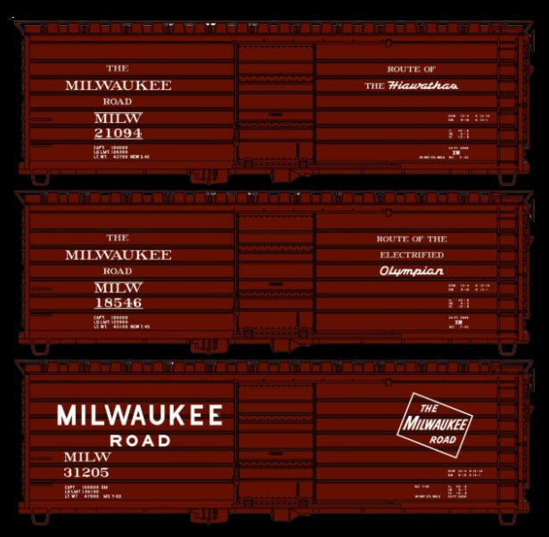 PREORDER Accurail HO 8183 40' Single Door Phase 1 with Long Rib Steel Box Car Kit, Milwaukee (3-Pack)