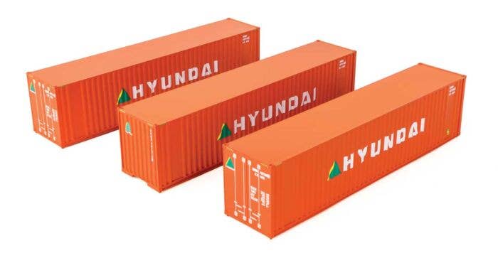 Walthers (SceneMaster) HO 18203 40' Flat Panel Container, 3-Pack, Hyundai