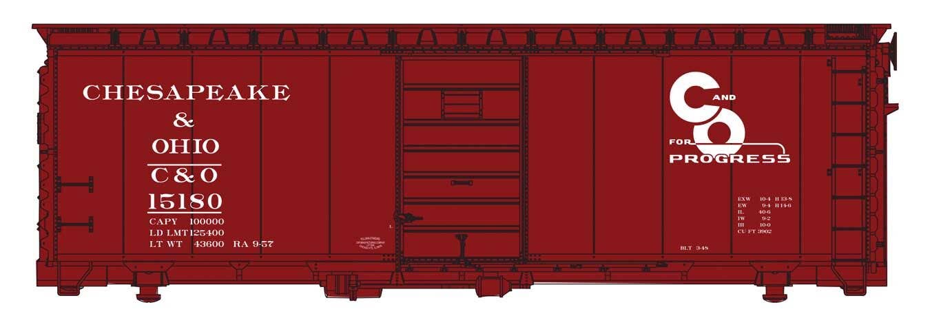 PREORDER Walthers Mainline HO 910-45503 40' PS-1 Boxcar, Chesapeake & Ohio #15180