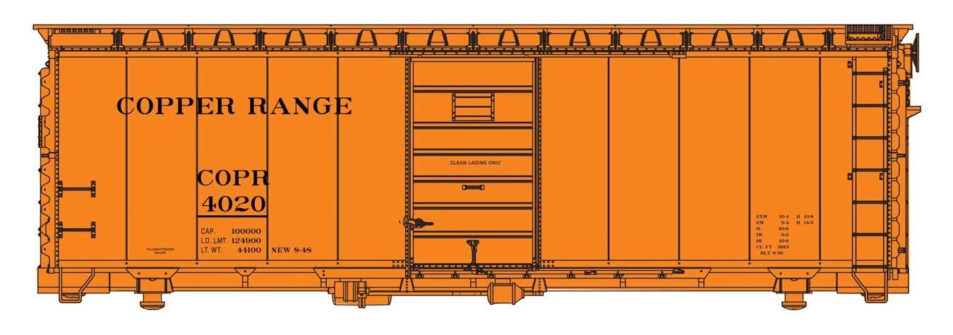 PREORDER Walthers Mainline HO 910-45509 40' PS-1 Boxcar, Copper Range #4020