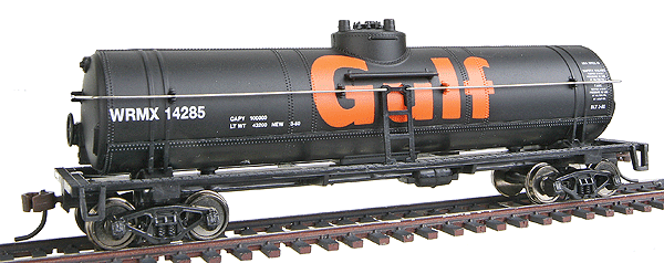WalthersTrainline 931-1612 40' Tank Car - Ready to Run -- Gulf Oil Company (black, orange; Billboard Lettering), HO Scale