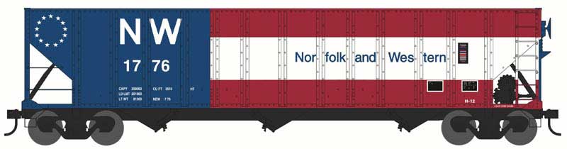 PREORDER Bowser HO 44024 100 Ton Hopper, Norfolk & Western Bicentennial #1776