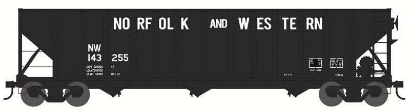 PREORDER Bowser HO 44027 100 Ton Hopper, Norfolk & Western H12A Claytor #143814