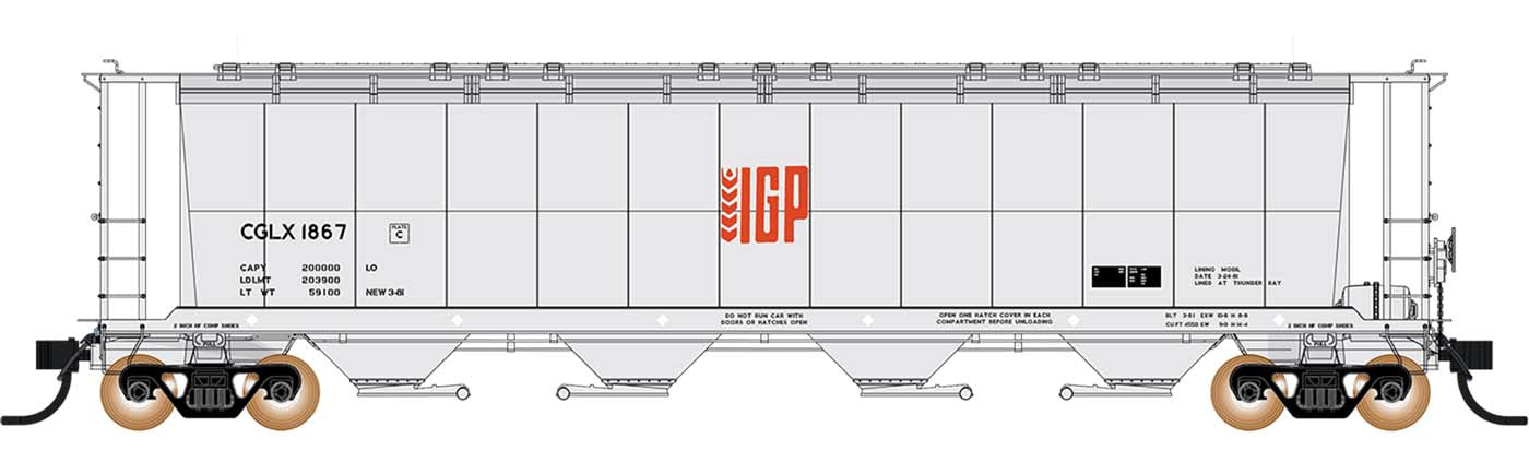 PREORDER Intermountain HO 45143-05 NSC 59' 4550 Cubic Foot Cylindrical Hopper with Trough Hatch, Canadian General Transit Industrial Grain Products #1871