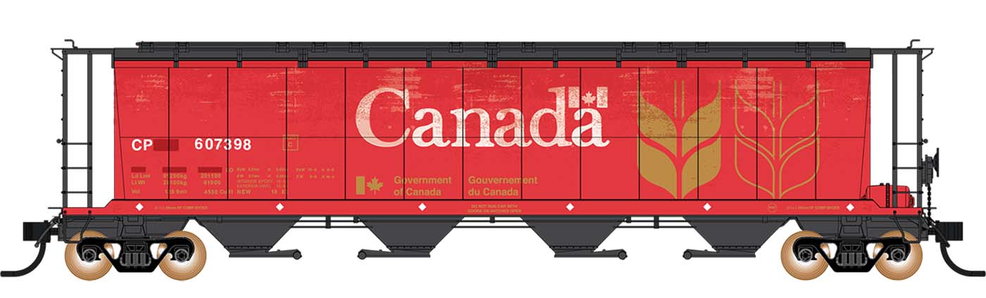 PREORDER Intermountain HO 45144-02 NSC 59' 4550 Cubic Foot Cylindrical Hopper with Trough Hatch, Canadian Pacific ex Red Canada #111237
