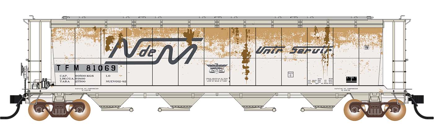 PREORDER Intermountain N 65147 NSC 59' 4550 Cubic Foot Cylindrical Hopper with Trough Hatch, Kansas City Southern de Mexico