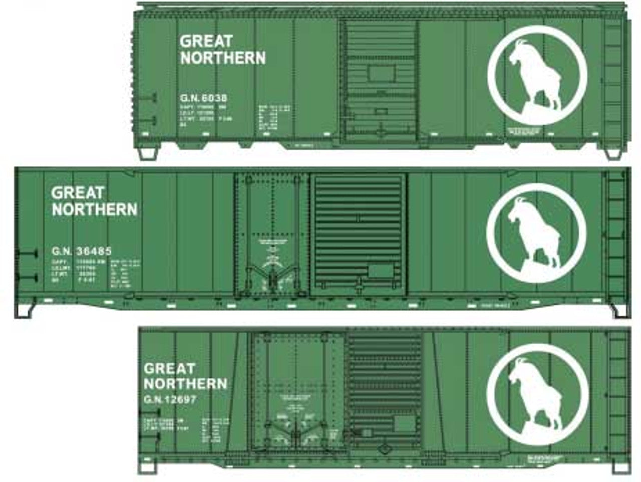 Accurail HO 8181 Limited Run Steel Boxcar Set, Great Northern #6038/36485/12697 (3-Pack) | 58.482