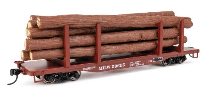 Walthers Mainline HO 50904 45' Logging Flatcar, Milwaukee #59605