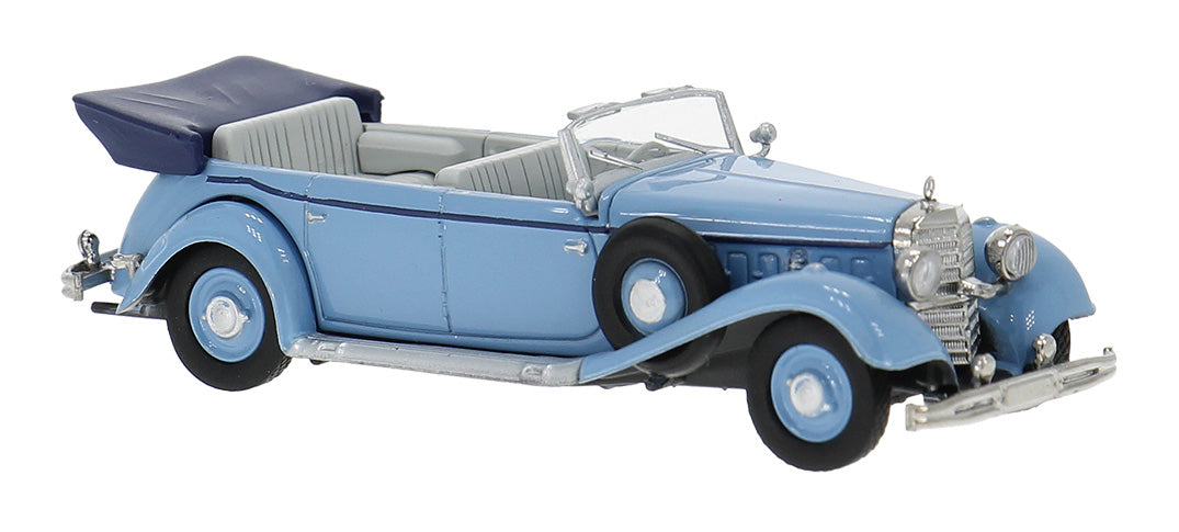 Brekina HO 21057 1938 Mercedes-Benz 770K Limousine Convertible Top Down, Light Blue