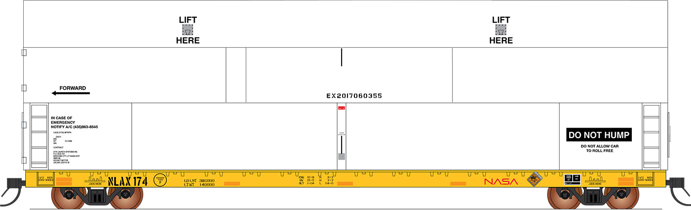 PREORDER Intermountain N 6700004 Sky Box Aerospace Flatcar with Cover, NASA NLAX