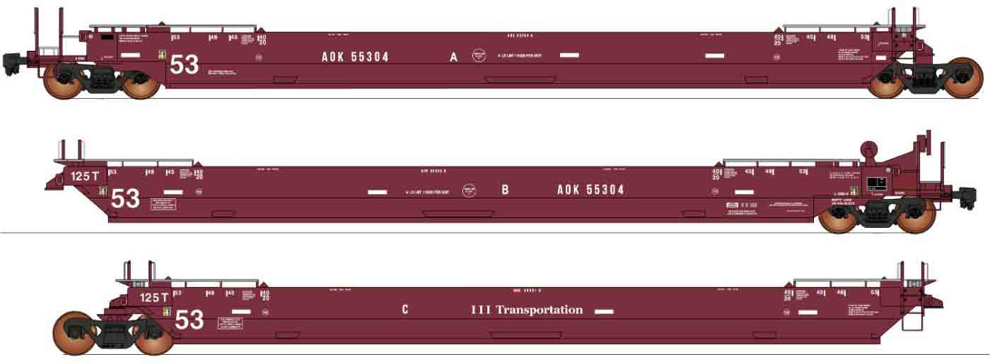 PREORDER Intermountain HO 47353-05 Maxi IV Well Car Set, Arkansas Oklahoma #55304 (3-Pack)