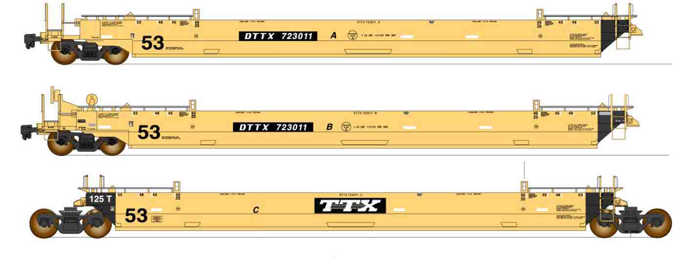 PREORDER Intermountain HO 47355-07 Maxi IV Well Car Set, TTX #723011 (3-Pack)