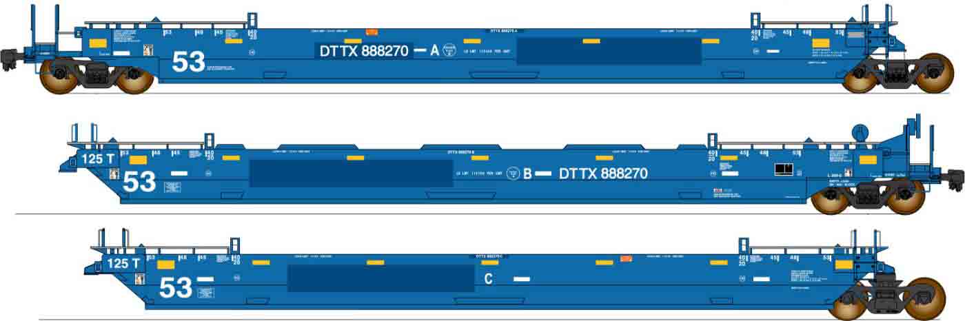 PREORDER Intermountain HO 47356-08 Maxi IV Well Car Set, TTX ex BRAN #888340 (3-Pack)