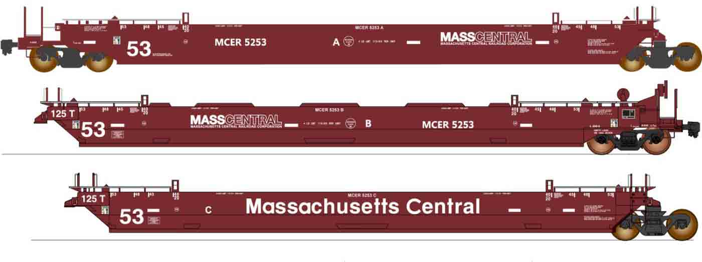 PREORDER Intermountain HO 47357-08 Maxi IV Well Car Set, Mass Central #5262 (3-Pack)