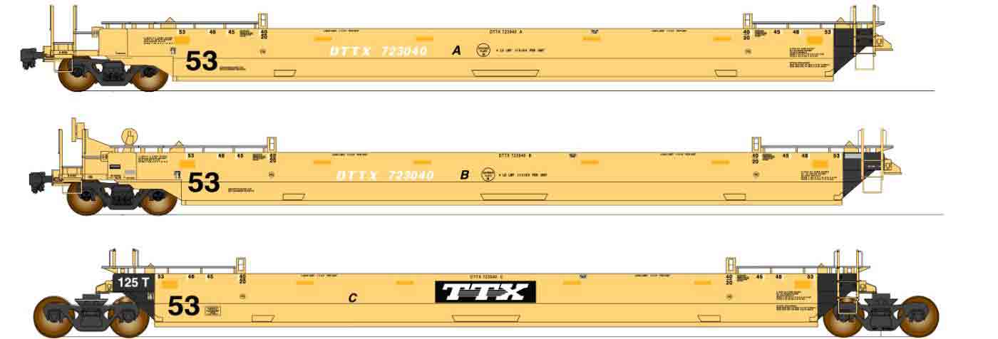 PREORDER Intermountain HO 47359-04 Maxi IV Well Car Set, TTX FP #723301 (3-Pack)