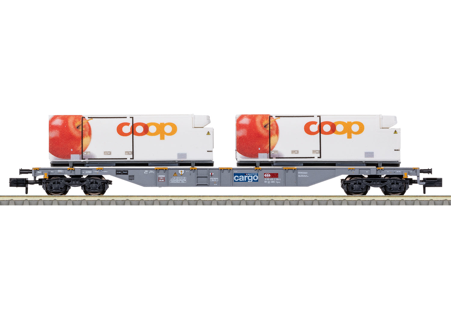 PREORDER Minitrix N 15495 Type Sgns Container Flatcar with Reefer Container Load, Swiss Federal