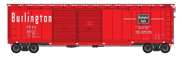 Walthers Proto HO 101673 50' AAR Double-Door Boxcar, Chicago Burlington & Quincy #48522