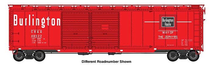 Walthers Proto HO 101675 50' AAR Double-Door Boxcar, Chicago Burlington & Quincy #48596