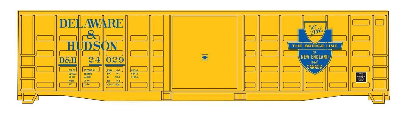 PREORDER Walthers Mainline HO 910-46707 50' Waffle Side Boxcar, Delaware & Hudson #24029