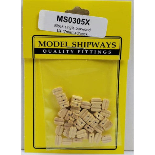 Model Shipways 305X 7mm Single Block Boxwood 40pcs