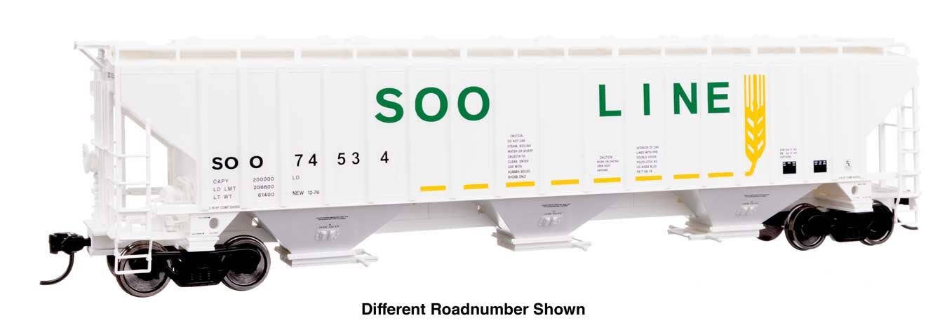 PREORDER Walthers Mainline HO 910-49074 57' Trinity 4750 3-Bay Covered Hopper, Soo Line #74552
