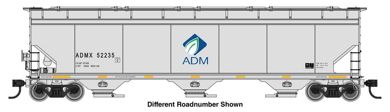 PREORDER Walthers Mainline HO 910-7739 60' NSC 5150 3-Bay Covered Hopper, Archer-Daniels-Midland #52343