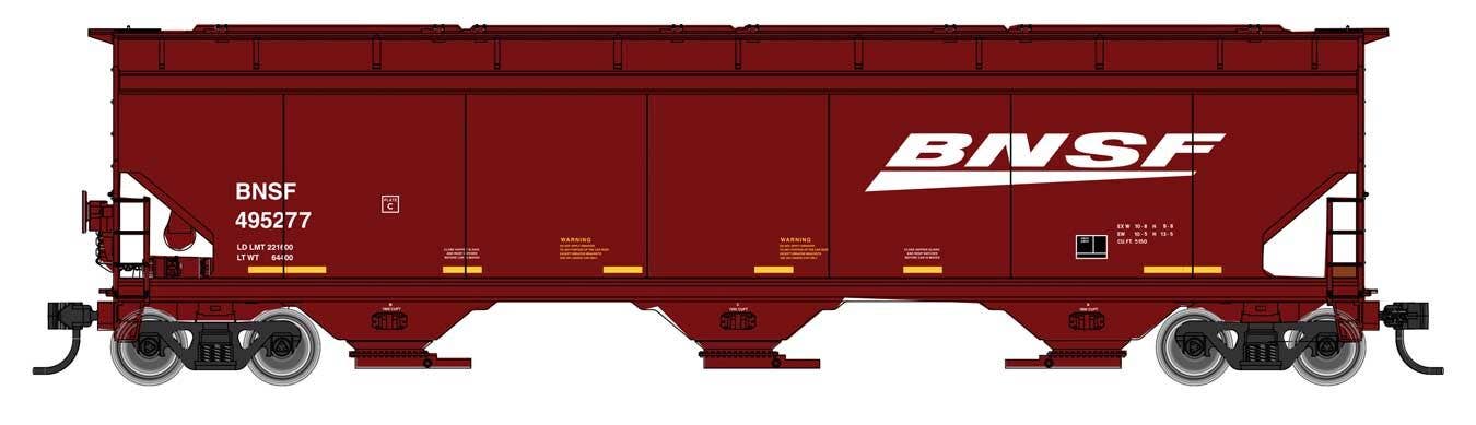 PREORDER Walthers Mainline HO 910-7740 60' NSC 5150 3-Bay Covered Hopper, Burlington Northern Santa Fe #495277