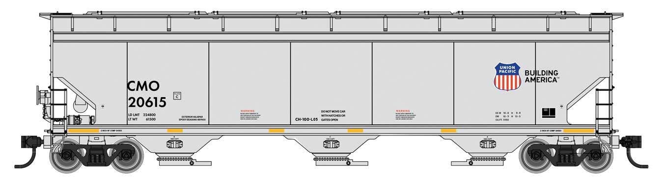 PREORDER Walthers Mainline HO 910-7746 60' NSC 5150 3-Bay Covered Hopper, Union Pacific #20614