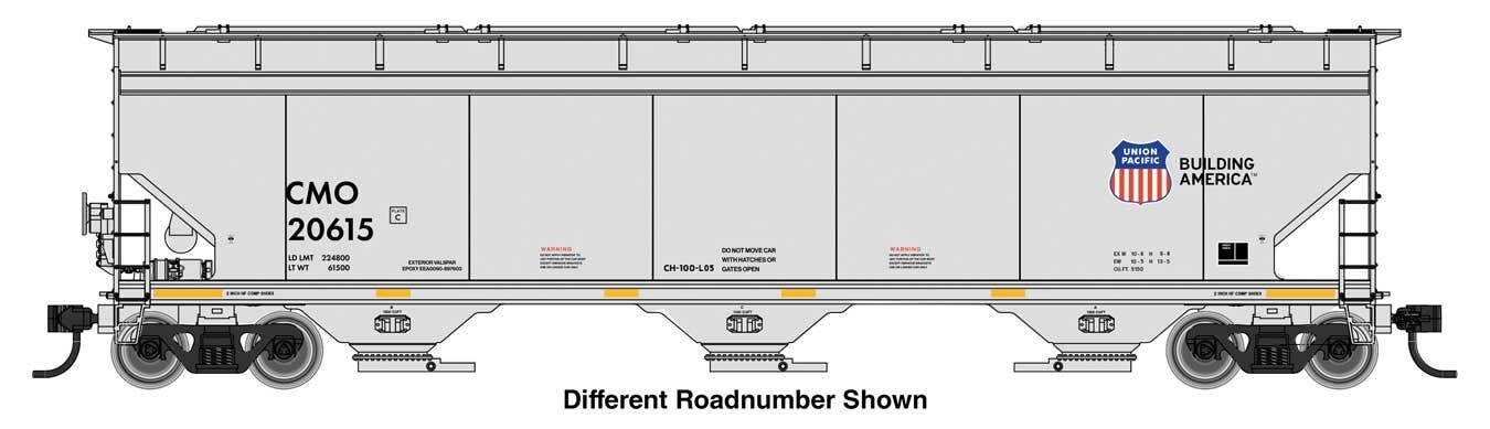 PREORDER Walthers Mainline HO 910-7748 60' NSC 5150 3-Bay Covered Hopper, Union Pacific #20655