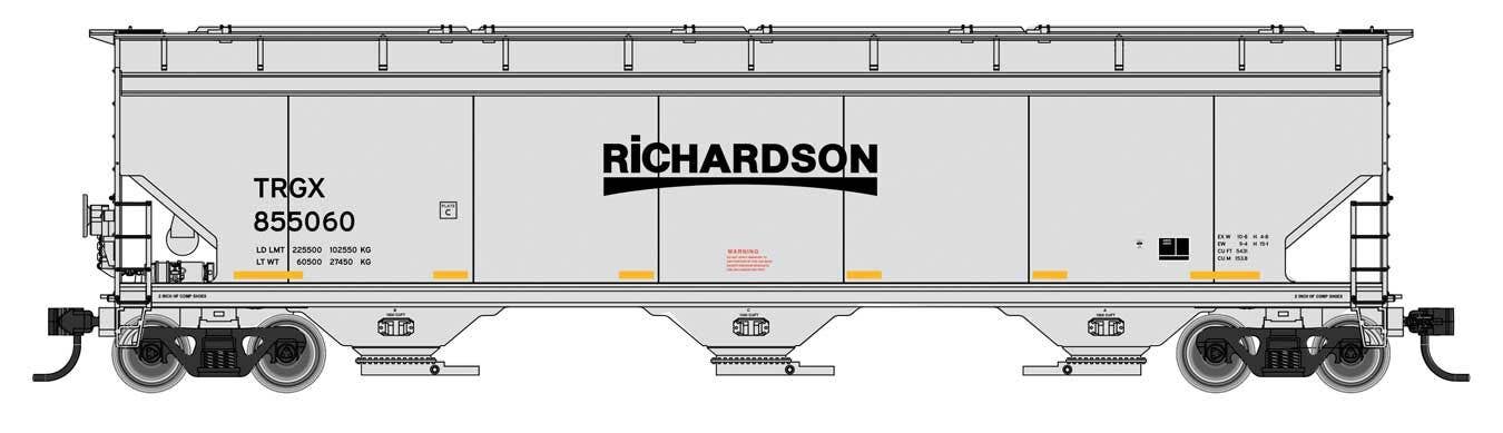 PREORDER Walthers Mainline HO 910-7752 60' NSC 5150 3-Bay Covered Hopper, Richardson TRGX #855060
