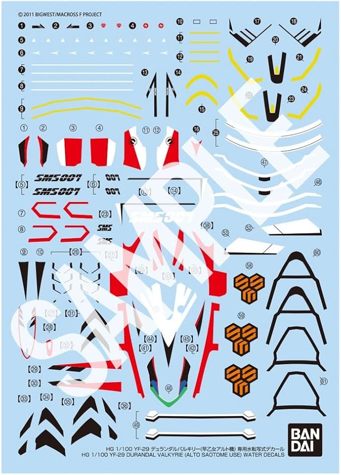 Bandai 2704825 1/100 YF29 WATER DECAL 6P