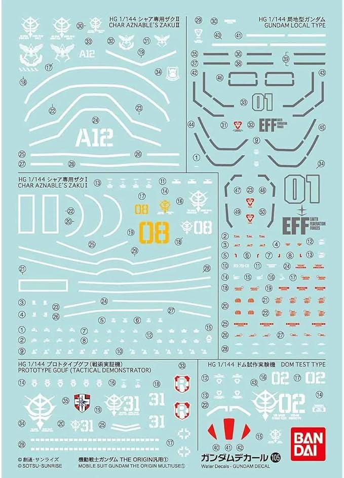 Bandai 2399779 DECAL 105 THE ORIGIN MULT