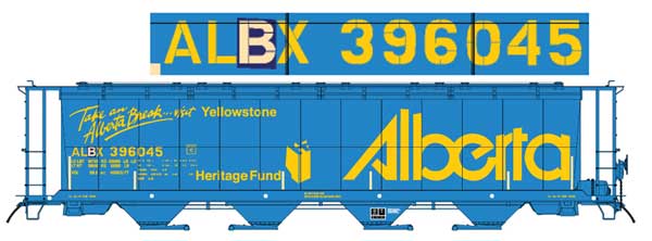 PREORDER Intermountain N 65138 NSC 59' 4550 Cubic Foot Cylindrical Hopper with Trough Hatch, Battle River ALBX Patch (ex-Alberta ALNX)