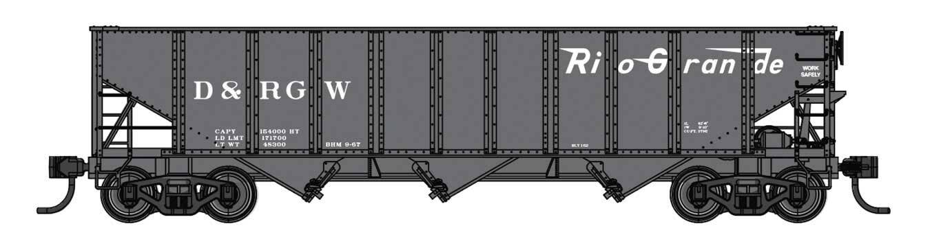 PREORDER Walthers Mainline HO 910-56746 70-Ton AAR 3-Bay Open Hopper, Denver & Rio Grande Western #18934