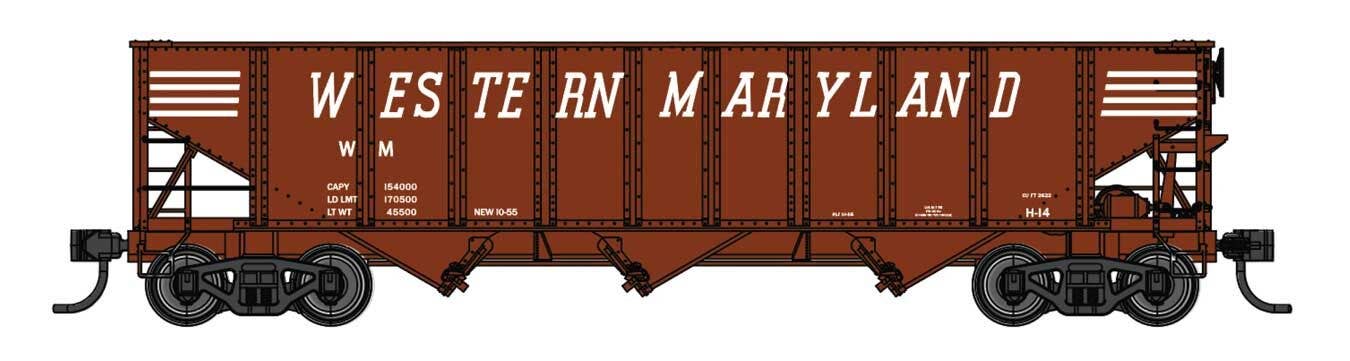 PREORDER Walthers Mainline HO 910-56759 70-Ton AAR 3-Bay Open Hopper, Western Maryland #70055