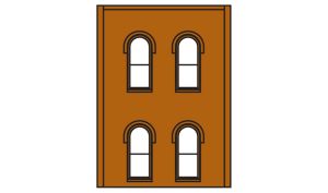 Woodland Scenics 30108 HO DPM 2-Story Wall Arched 4-Windows