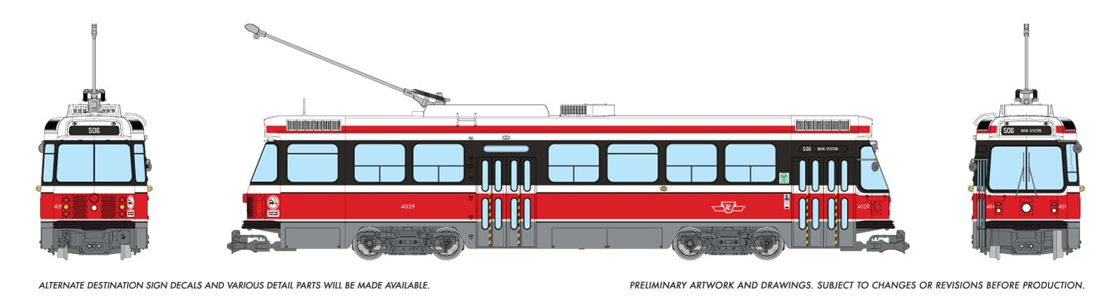 PREORDER Rapido HO 702003 Canadian Light Rail Vehicle, Toronto Transit Commission #4029