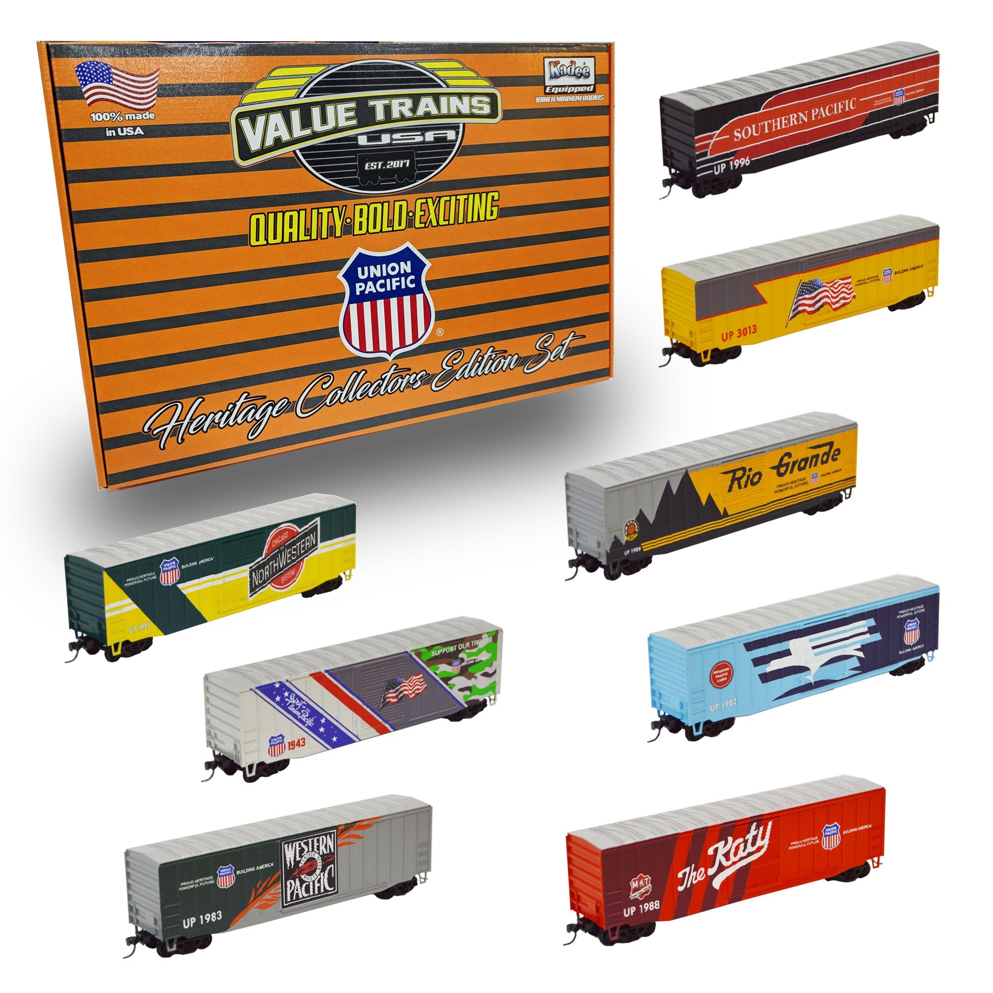 Value Trains USA HO 10010 Boxcar Collectors Edition Set, Union Pacific (8-Pack)