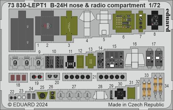Eduard B-24H nose & radio compartment 1/72 Photo etched set for AIRFIX