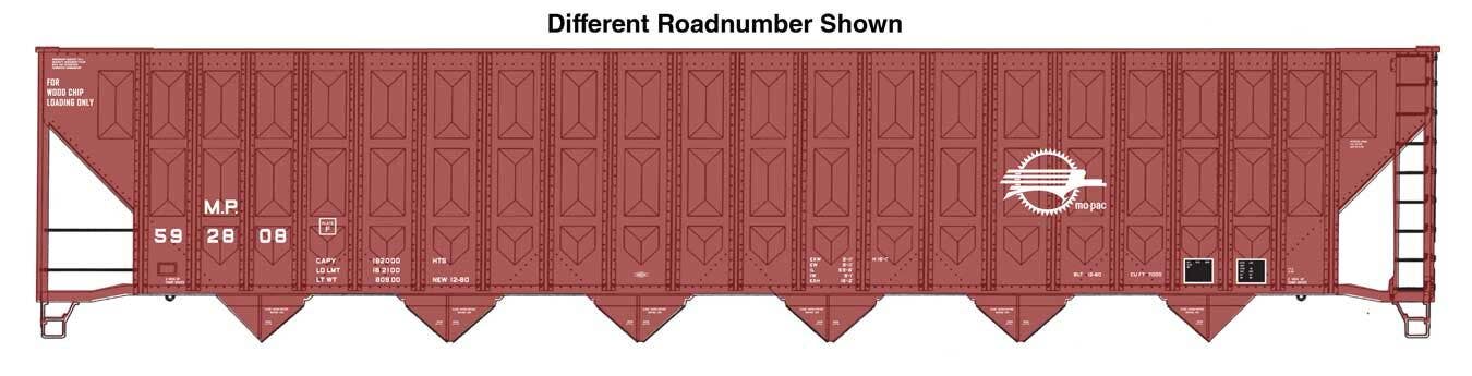 PREORDER Walthers Mainline HO 910-56355 73' Greenville 7,000 Cubic Foot Wood Chip Hopper, Missouri Pacific #592904