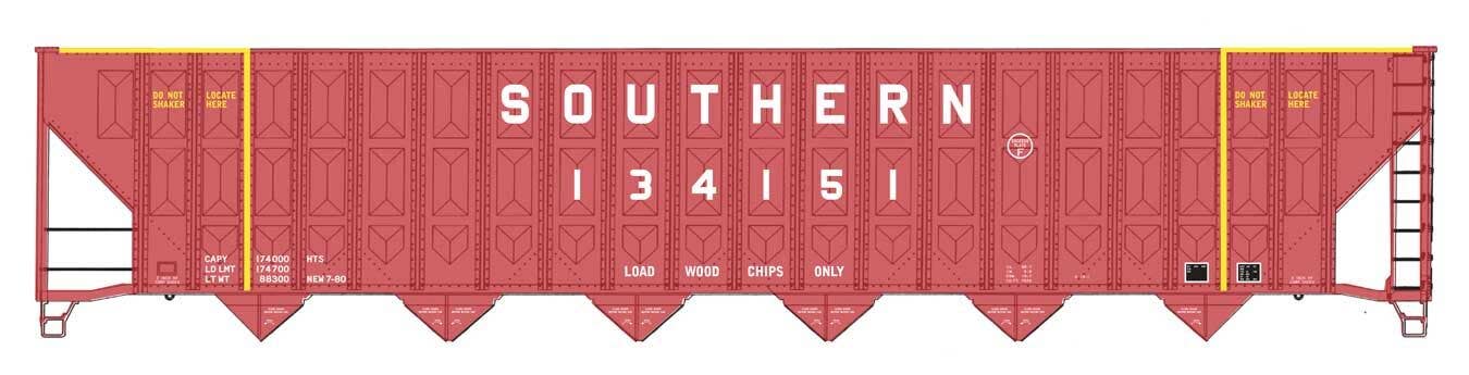 PREORDER Walthers Mainline HO 910-56366 73' Greenville 7,000 Cubic Foot Wood Chip Hopper, Southern #134151