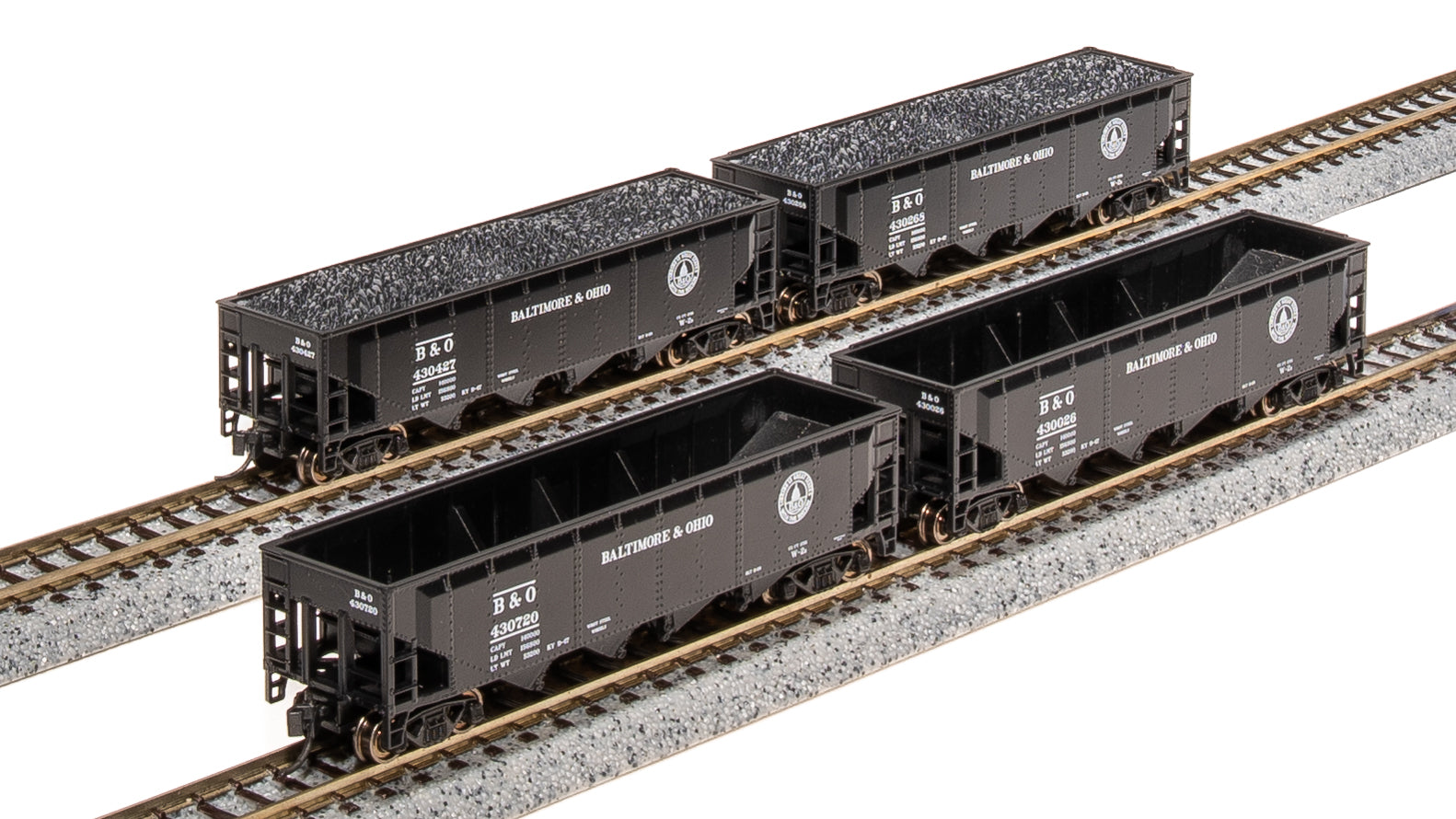BLI 7421 ARA 70-Ton Quad Hopper, B&O W2b, 40s/50s w/ Capital Dome, 4-pack B, N Scale