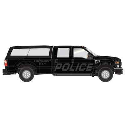 Atlas HO 35000009 Ford F-350 Crew-Cab Pickup Truck, Stealth Police with Cap