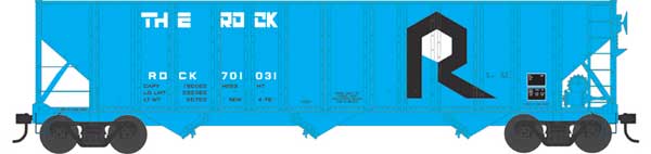 Bowser 43541 HO 100-Ton 3-Bay Open Hopper - Ready to Run - Executive Line -- Rock Island #701106 (blue, black, white)