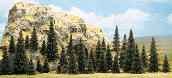 Busch Gmbh & Co Kg 6472 Pine Trees -- 12 Ea. 2-1/2, 3 & 3-1/2" 6, 8 & 9cm; 8 Ea. 2, 4-1/2 & 5-1/2" 5, 11, & 14cm, All Scales