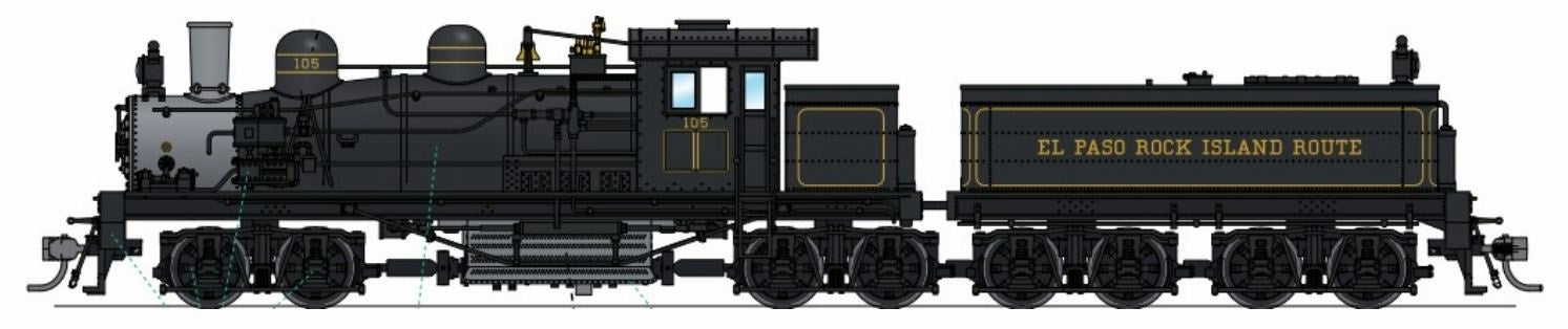 PREORDER Broadway Limited Imports HO 7825 Class D 4-Truck Shay, El Paso and Rock Island #105 (Paragon4 DCC & Sound Equipped) HOBBYTYME EXCLUSIVE