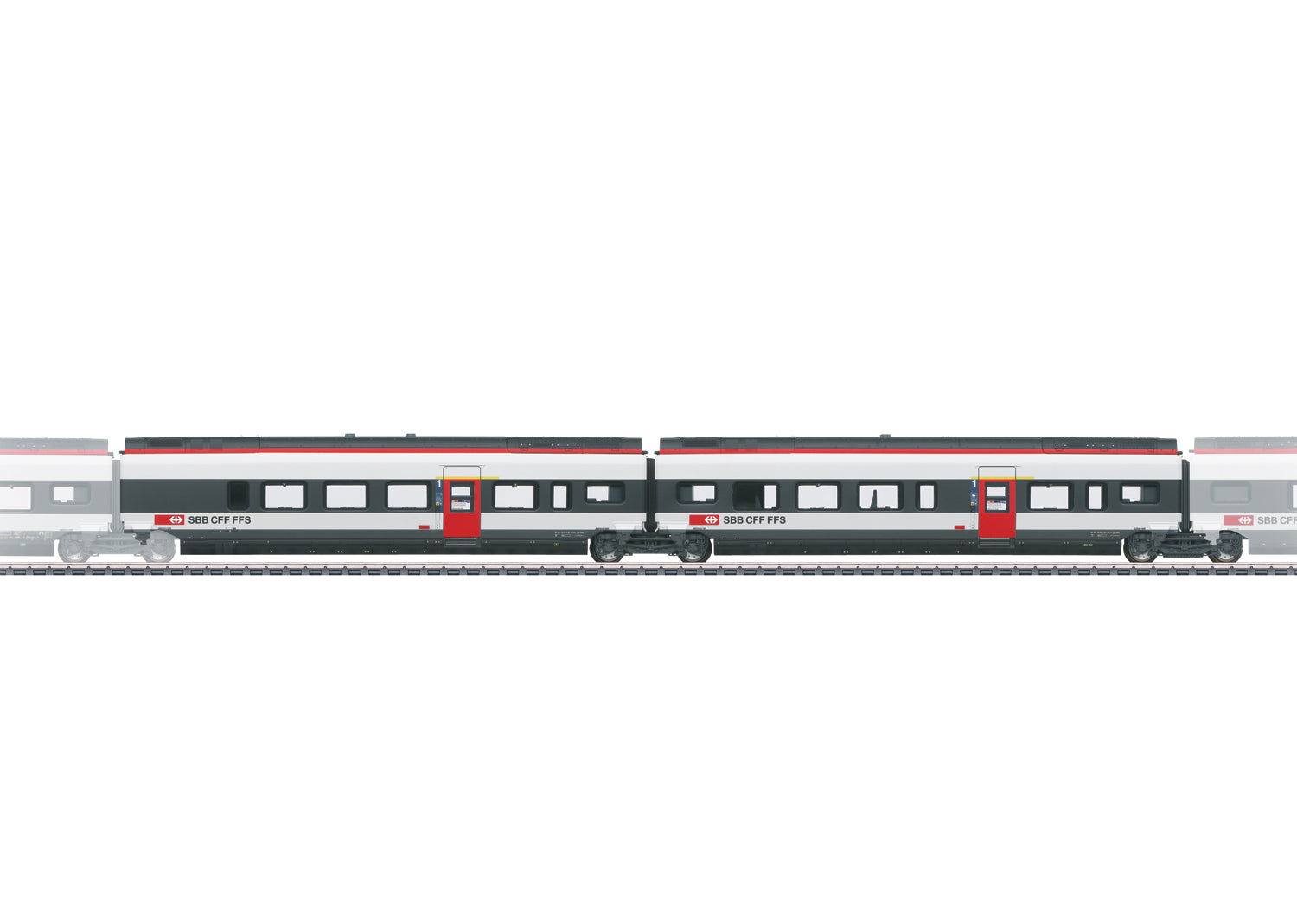 PREORDER Marklin HO 43453 Class RABe 501 022 Giruno Add-On Passenger Car Set 3, Swiss Federal Railway (2-Pack)