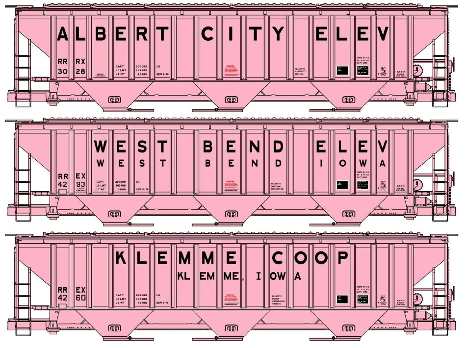 PREORDER Accurail HO 8182 Pullman Standard Covered Hopper Limited Run Co-Op Set, Pink Cars (3-Pack)