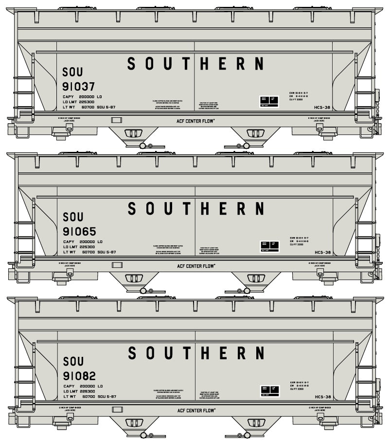 PREORDER Accurail HO 8187 2-Bay ACF Hopper Set, Norfolk Southern (3-Pack)