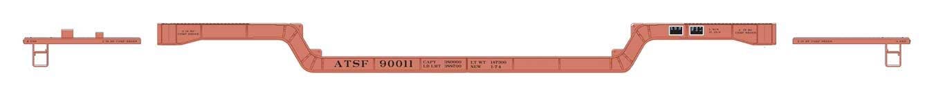 PREORDER Walthers Mainline HO 910-50225 81' 8-Axle Depressed Center Flatcar, Atchison Topeka & Santa Fe #90011